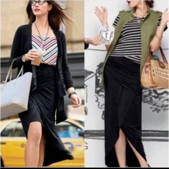 CAbi Dresses & Skirts - CAbi Run Around Maxi Skirt Women’s Medium Tulip midi Flattering ruched stretch